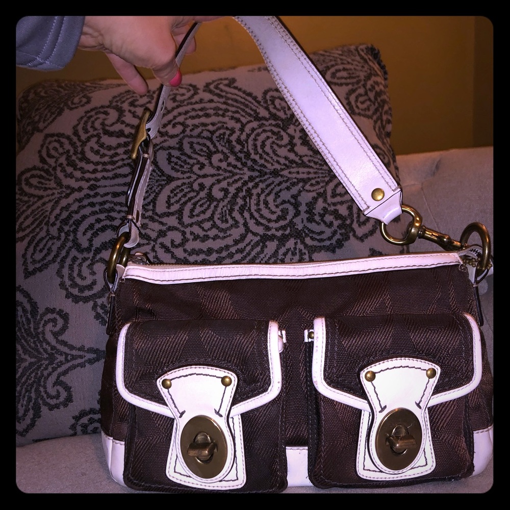 COACH Brown and White/Cream Purse